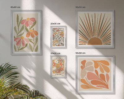 Polittico con cornice Fiori geometrici in stile boho