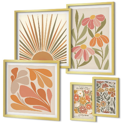 Polittico con cornice Fiori geometrici in stile boho
