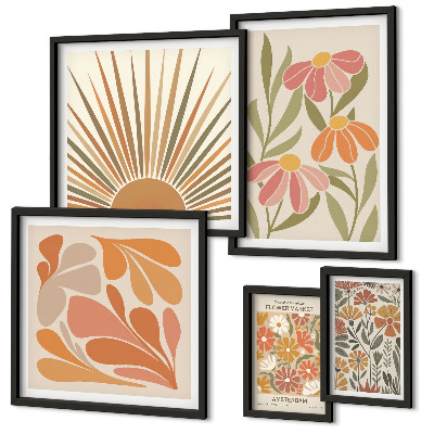 Polittico con cornice Fiori geometrici in stile boho