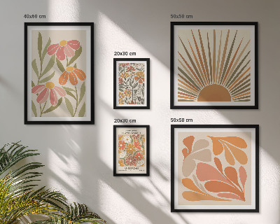 Polittico con cornice Fiori geometrici in stile boho