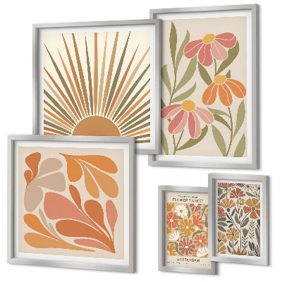 Polittico con cornice Fiori geometrici in stile boho