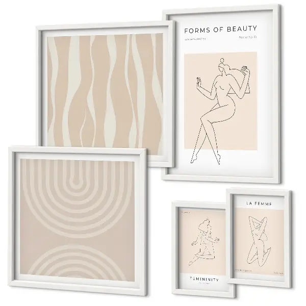 Set di quadri incorniciati con stampa forme minimaliste di bellezza