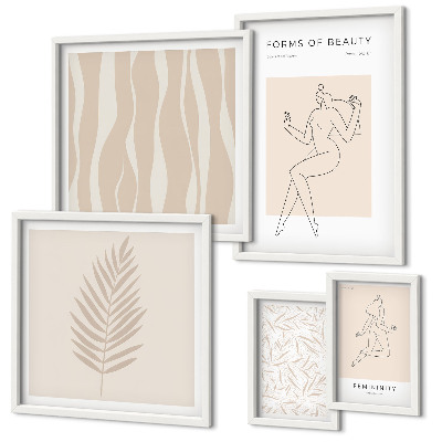 Polittico con cornice Grafica elegante raffigurante donne e piante.