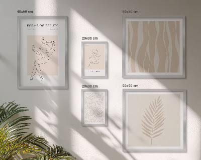 Polittico con cornice Grafica elegante raffigurante donne e piante.