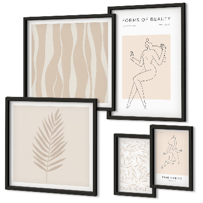 Polittico con cornice Grafica elegante raffigurante donne e piante.