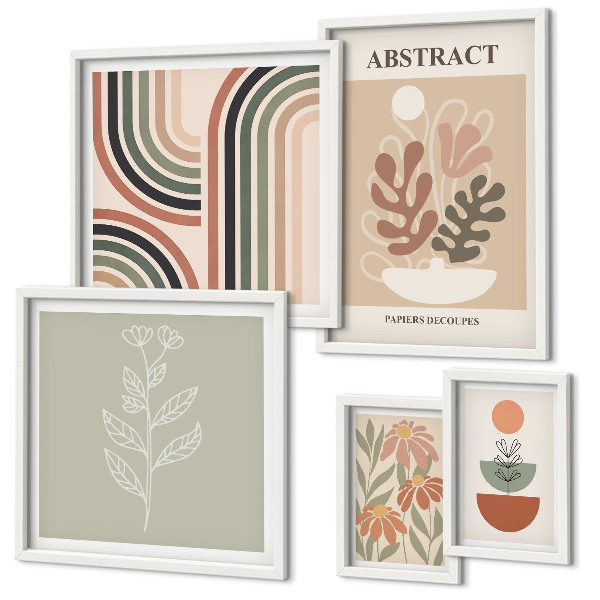 Set di 5 quadri Eleganti astrazioni vegetali