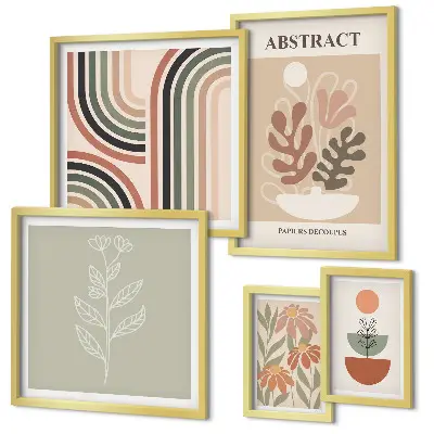 Eleganti astrazioni vegetali set di 5 quadri