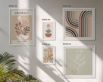 Eleganti astrazioni vegetali set di 5 quadri