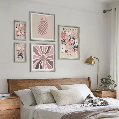Polittico con cornice motivo mercati di fiori in stile bohémien