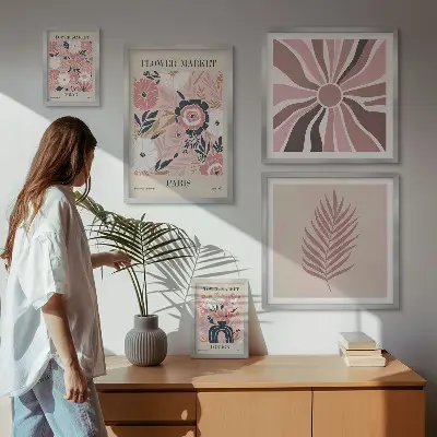 Polittico con cornice motivo mercati di fiori in stile bohémien