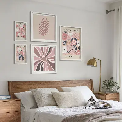 Polittico con cornice motivo mercati di fiori in stile bohémien