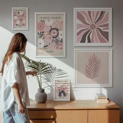 Polittico con cornice motivo mercati di fiori in stile bohémien