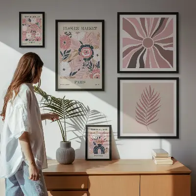 Polittico con cornice motivo mercati di fiori in stile bohémien