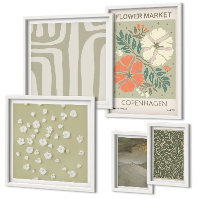 Set di 5 quadri motivi vegetali, modelli boho