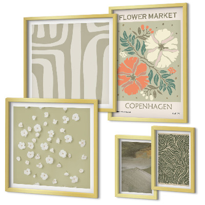 Set di 5 quadri motivi vegetali, modelli boho
