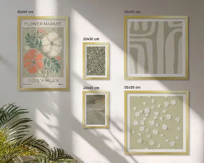 Set di 5 quadri con motivi vegetali in stile boho