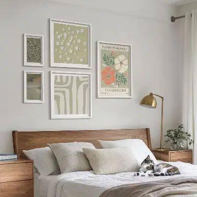 Set di 5 quadri con motivi vegetali in stile boho