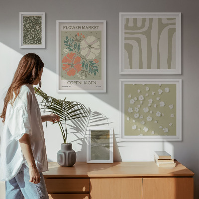 Set di 5 quadri motivi vegetali, modelli boho