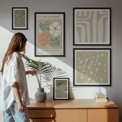 Set di 5 quadri motivi vegetali, modelli boho