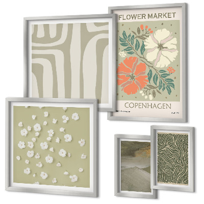 Set di 5 quadri motivi vegetali, modelli boho