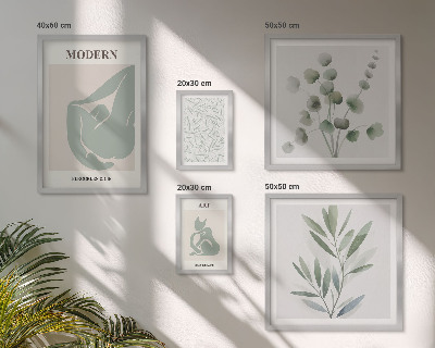 Set di quadri incorniciati Grafica elegante con elementi vegetali e astratti.