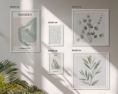 Set di quadri incorniciati Grafica elegante con elementi vegetali e astratti.