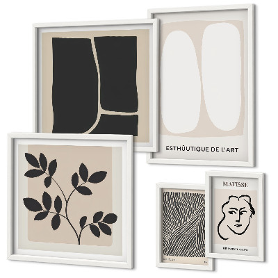 Set di 5 quadri Linee minimaliste e grafiche eleganti
