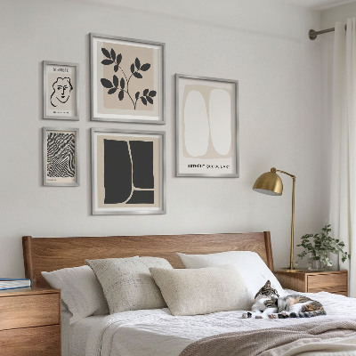 Set di 5 quadri Linee minimaliste e grafiche eleganti