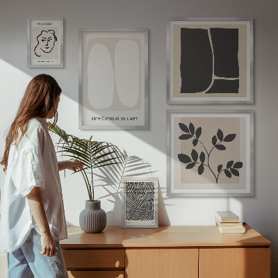 Set di 5 quadri Linee minimaliste e grafiche eleganti