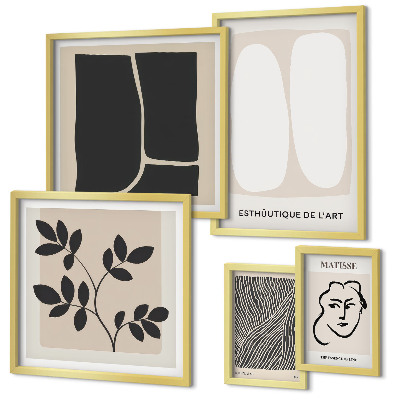Set di 5 quadri Linee minimaliste e grafiche eleganti