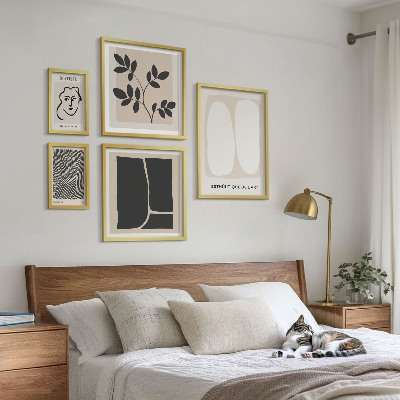 Set di 5 quadri Linee minimaliste e grafiche eleganti