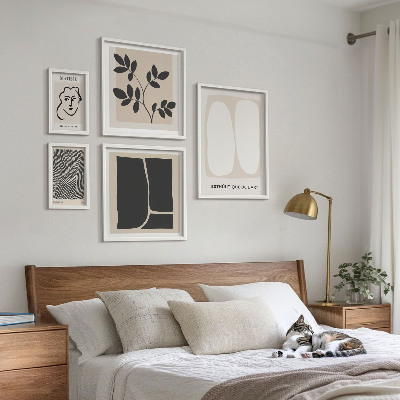 Set di 5 quadri Linee minimaliste e grafiche eleganti