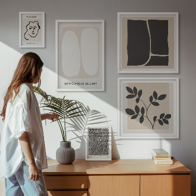 Set di 5 quadri Linee minimaliste e grafiche eleganti