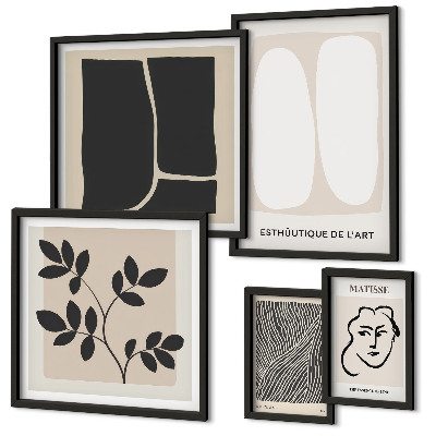 Set di 5 quadri Linee minimaliste e grafiche eleganti