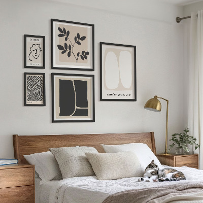 Set di 5 quadri Linee minimaliste e grafiche eleganti