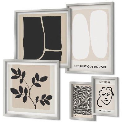 Set di 5 quadri Linee minimaliste e grafiche eleganti
