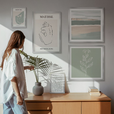 Set di 5 quadri Eleganti grafiche vegetali