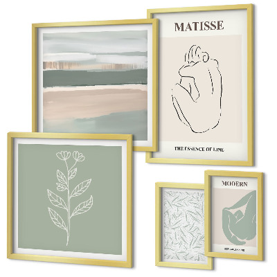 Set di 5 quadri Eleganti grafiche vegetali