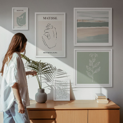 Set di 5 quadri Eleganti grafiche vegetali