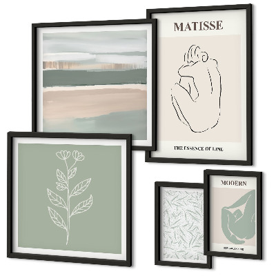 Set di 5 quadri Eleganti grafiche vegetali