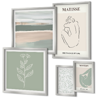 Set di 5 quadri Eleganti grafiche vegetali
