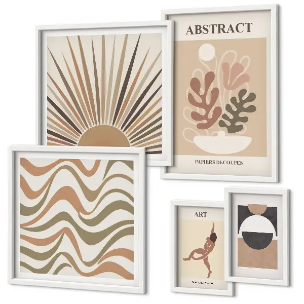 Set di quadri incorniciati con eleganti astrazioni vegetali