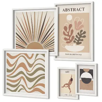 Set di quadri incorniciati con eleganti astrazioni vegetali