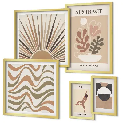 Set di quadri incorniciati con eleganti astrazioni vegetali
