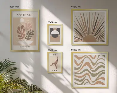 Set di quadri incorniciati con eleganti astrazioni vegetali