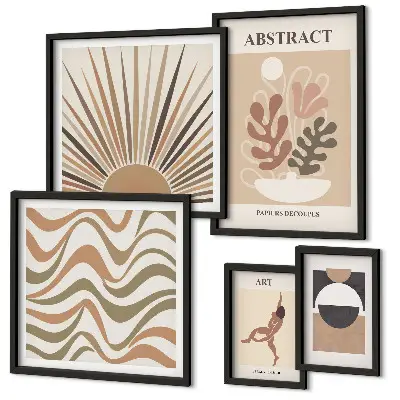 Set di quadri incorniciati con eleganti astrazioni vegetali