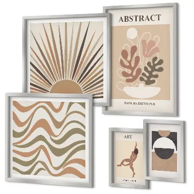 Set di quadri incorniciati con eleganti astrazioni vegetali