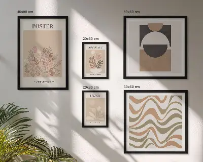 Polittico Eleganti astrazioni vegetali con cornice