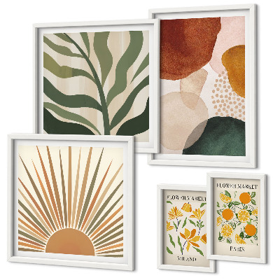 Set di 5 quadri Grafica vegetale elegante con geometria