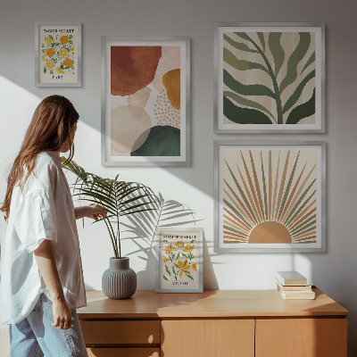 Set di 5 quadri Grafica vegetale elegante con geometria